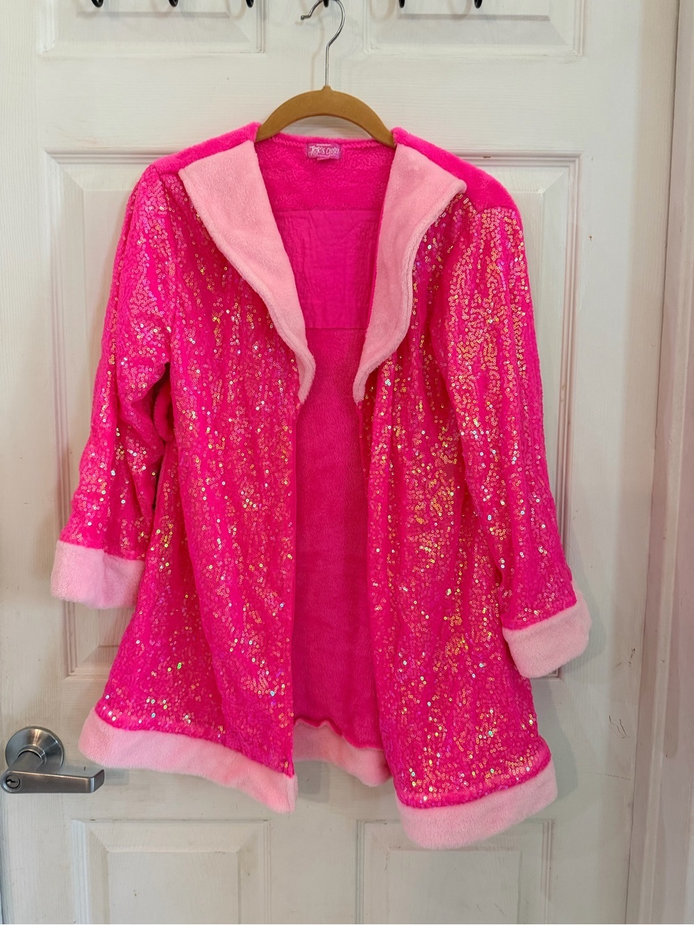 Nickelodeon Hot Pink Sequin Cozy Robe with Light Pink Trim